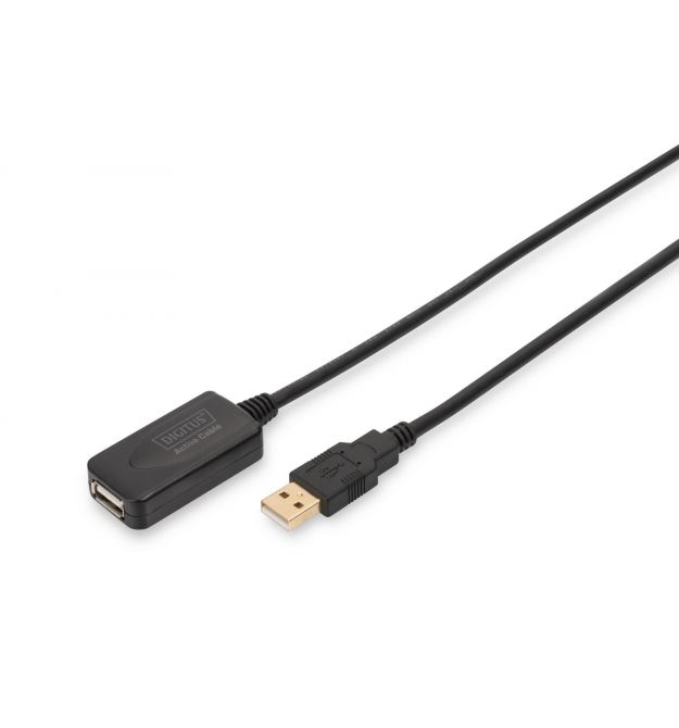 Digitus Удлинитель USB 2.0 Active Cable, A/M-A/F, 5м, черный