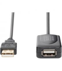 Digitus Удлинитель USB 2.0 Active Cable, A/M-A/F, 5м, черный