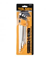 Tolsen Ключи шестигранные, набор 9шт, шаровидный наконечник, CrV, 1.5-10мм