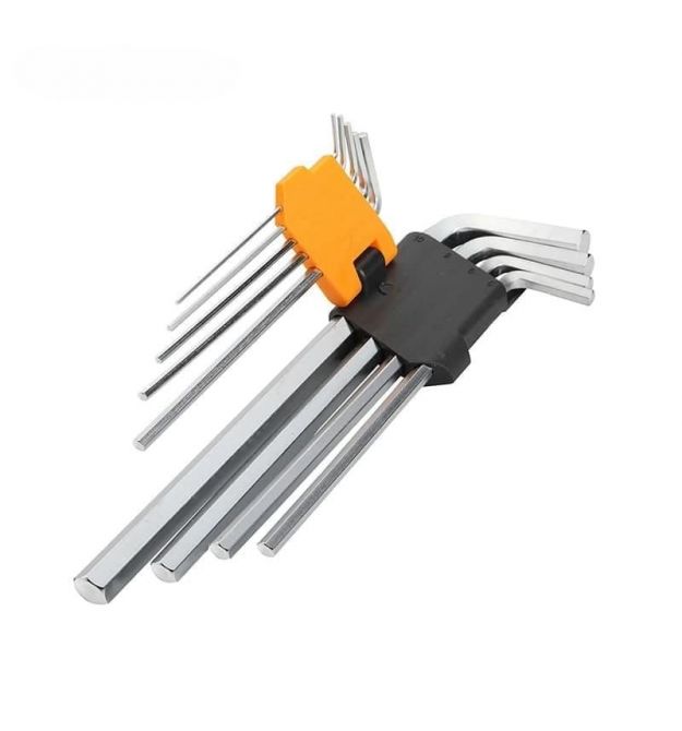 Tolsen Ключи шестигранные, набор 9шт, удлиненные, длинные, шаровидный наконечник, 1.5-10мм, CrV