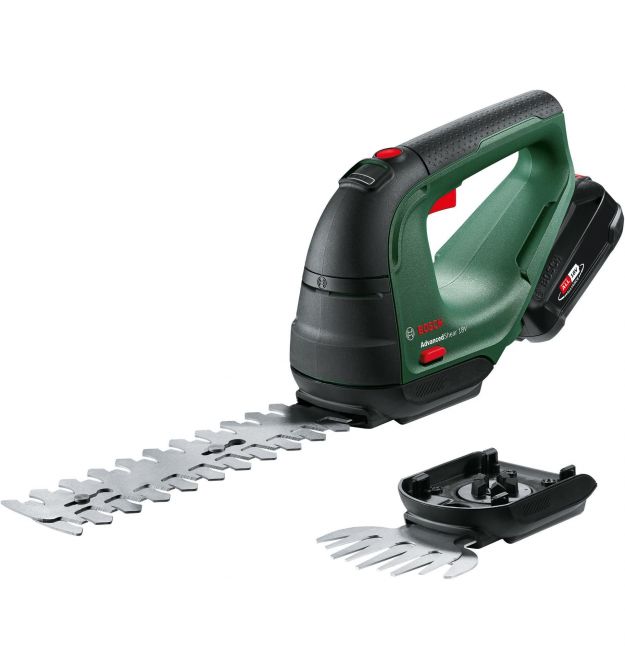 Bosch Ножницы для травы аккумуляторные AdvancedShear 18V-10 + насадка кусторез 10/20см шаг реза 8мм 1xPBA 2.0Ah 2.45кг