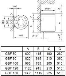 Tiki Водонагреватель круглий GBF, 150л, 2кВт, сухой тэн, электр. упр-ние, EcoSmart, C, 700160