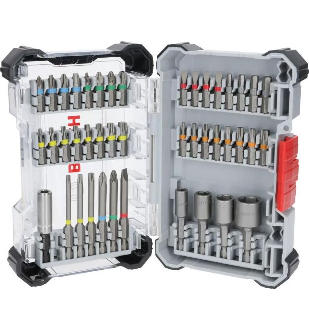 Bosch Биты Extra Hard Screwdriver Bit Set, набор 46шт, магнитный битодержатель, PH, PZ, T, SL, HEX, кейс