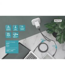 Digitus Зарядное устройство 2хUSB-C, 65W, GaN