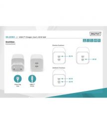 Digitus Зарядное устройство 2хUSB-C, 65W, GaN