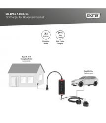 Digitus Зарядное устройство EV Single Phase, 3.7kW, 5 m, Schuko to Type 2, з блоком керування та індикуації заряду