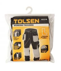 Tolsen Брюки рабочие, усиленная ткань, плотность 260 г/м2, усиленный шов, L(52), черно-серый