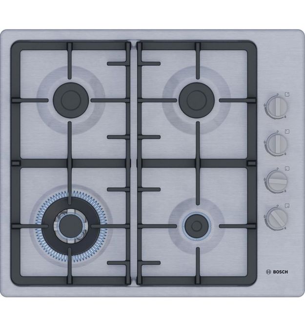 Bosch Варочная поверхность Bosch газовая, 60см, чугун, WOK, нерж