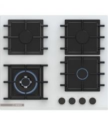 Bosch Варочная поверхность Bosch газ на стекле, 60см, чугун, белый