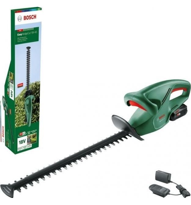 Bosch Кусторез аккумуляторный Bosch EasyHedgeCut 18-45 18В акб 1х2А·час лезвие 45см шаг реза 15мм ЗП 3.7кг