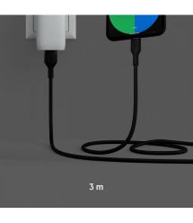 Belkin Кабель USB-A - USB-C силиконовый, с клипсой, 3m Black