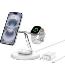 Belkin Беспроводное зарядное устройство 3in1 Magnetic Qi2 15Вт, белый