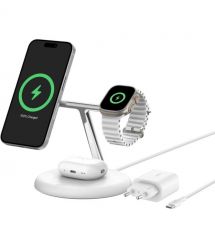 Belkin Беспроводное зарядное устройство 3in1 Magnetic Qi2 15Вт, белый