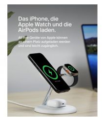 Belkin Беспроводное зарядное устройство 3in1 Magnetic Qi2 15Вт, белый