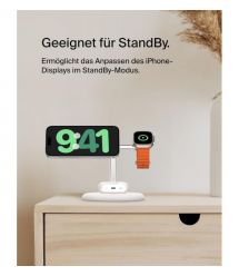 Belkin Беспроводное зарядное устройство 3in1 Magnetic Qi2 15Вт, белый