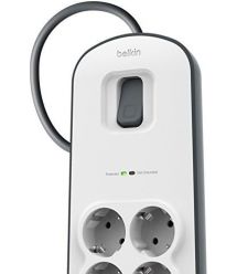 Belkin Удлинитель-фильтр сетевой 6хТип F, 3x1.5мм кв, 16А, 2xUSB-A 2.4A, защитой от перенапряжения, 2м, белый