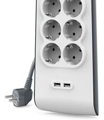 Belkin Удлинитель-фильтр сетевой 8хТип F, 3x1.5мм кв, 16А, 2xUSB-A 2.4A, защитой от перенапряжения, 2м, белый