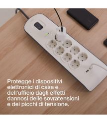 Belkin Удлинитель-фильтр сетевой 8хТип F, 3x1.5мм кв, 16А, 2xUSB-A 2.4A, защитой от перенапряжения, 2м, белый