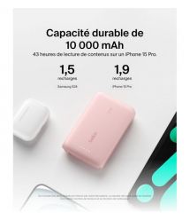 Belkin Портативное зарядное устройство Power Bank 10000мАч, 20Вт, USB-C, розовый