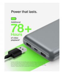 Belkin Портативное зарядное устройство Power Bank 20000мАч, 15Вт, 2хUSB-A/USB-C, серый