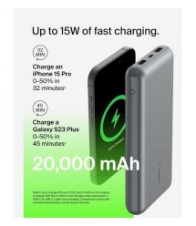 Belkin Портативное зарядное устройство Power Bank 20000мАч, 15Вт, 2хUSB-A/USB-C, серый