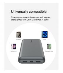 Belkin Портативное зарядное устройство Power Bank 20000мАч, 15Вт, 2хUSB-A/USB-C, серый