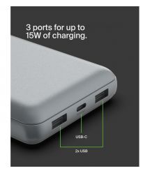 Belkin Портативное зарядное устройство Power Bank 20000мАч, 15Вт, 2хUSB-A/USB-C, серый