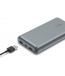 Belkin Портативное зарядное устройство Power Bank 10000мАч, 15Вт, 2хUSB-A/USB-C, серый