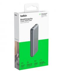 Belkin Портативное зарядное устройство Power Bank 10000мАч, 15Вт, 2хUSB-A/USB-C, серый