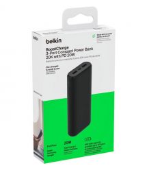 Belkin Портативное зарядное устройство Power Bank 20000мАч, 20Вт, 2хUSB-A/USB-C, черный