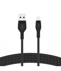 Belkin Кабель USB-A - Lightning витой, силиконовый, с ремешком на магните, 1м, черный