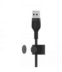 Belkin Кабель USB-A - Lightning витой, силиконовый, с ремешком на магните, 1м, черный