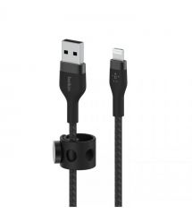 Belkin Кабель USB-A - Lightning витой, силиконовый, с ремешком на магните, 1м, черный