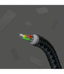 Belkin Кабель USB-A - Lightning витой, силиконовый, с ремешком на магните, 1м, черный