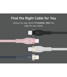 Belkin Кабель USB-A - Lightning витой, силиконовый, с ремешком на магните, 1м, черный