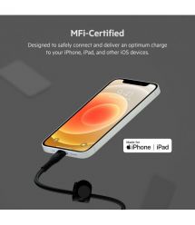 Belkin Кабель USB-A - Lightning витой, силиконовый, с ремешком на магните, 1м, черный