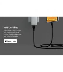Belkin Кабель USB-A - Lightning витой, силиконовый, с ремешком на магните, 1м, черный