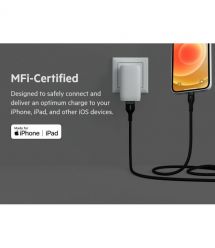 Belkin Кабель USB-A - Lightning витой, силиконовый, с ремешком на магните, 1м, черный