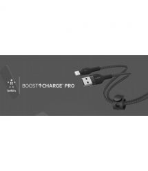 Belkin Кабель USB-A - Lightning витой, силиконовый, с ремешком на магните, 1м, черный