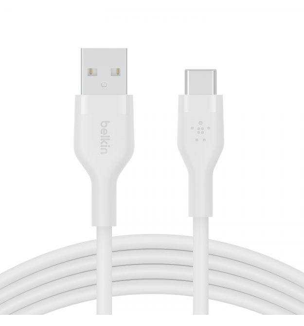 Belkin Кабель USB-A - USB-C силиконовый, с клипсой, 2м, белый