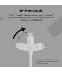 Belkin Кабель USB-A - USB-C силиконовый, с клипсой, 2м, белый