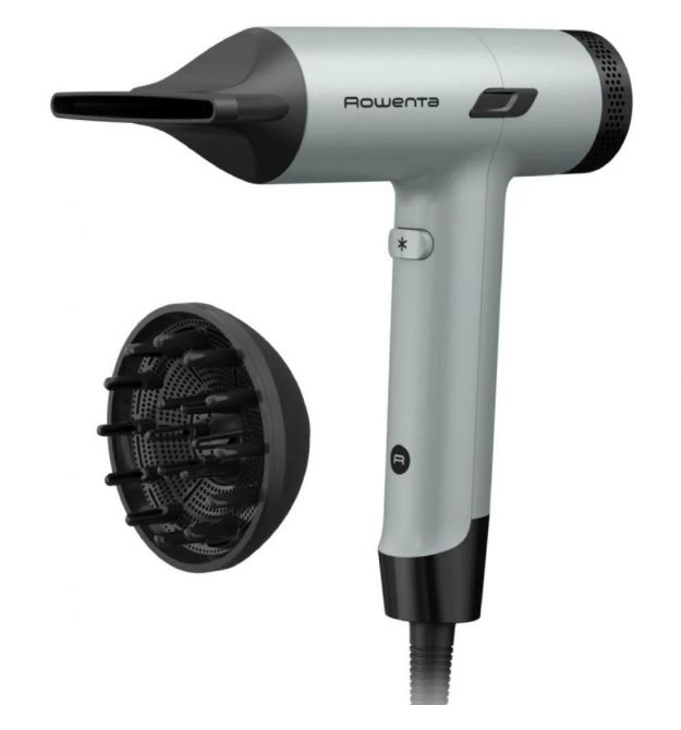 Rowenta Фен Rowenta Tiny, 1600Вт, режимов-3, дифузор, иониз-я, хол. обдув, зелено-черный