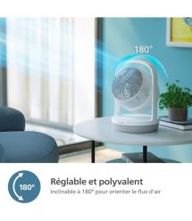Philips Вентилятор Philips настольный Series 2000, 22см, 28Вт, таймер, поворот 180, белый
