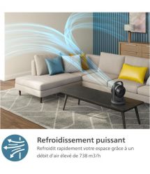 Philips Вентилятор Philips настольный Series 3000, 22см, 27Вт, таймер, поворот 180, черный