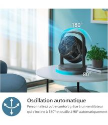 Philips Вентилятор Philips настольный Series 3000, 22см, 27Вт, таймер, поворот 180, черный