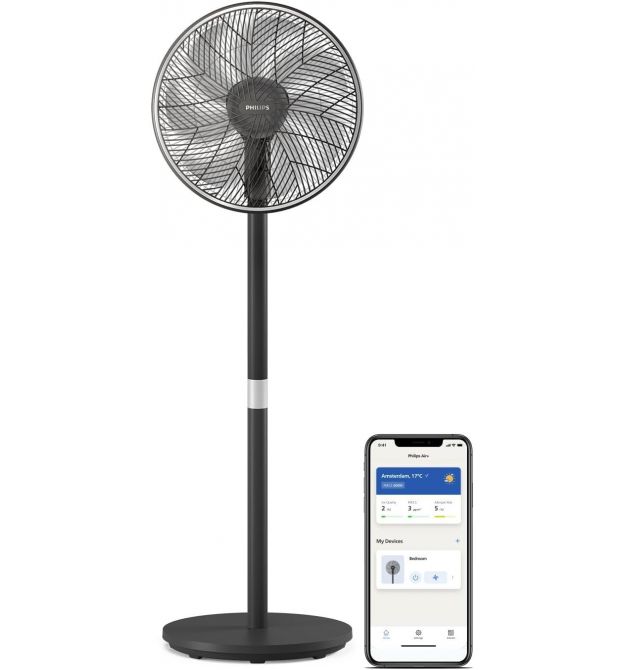 Philips Вентилятор Philips напольный Series 3000, 40см, 48Вт, управление сматфоном, регулировка высоты, черный