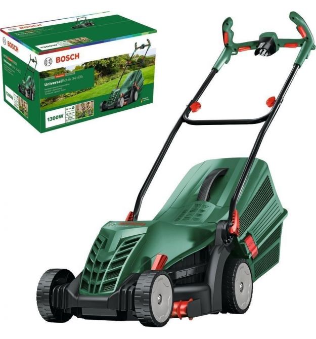 Bosch Газонокосилка сетевая UniversalRotak 34-405 1300Вт 34см 40л 27-50мм 11кг