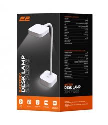 2E Лампа настольная с аккумулятором 5Вт 5000K 1200мАг USB-A белый