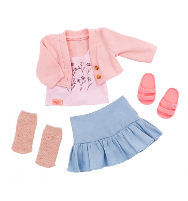 Our Generation Набор одежды для кукол повседневный розовый свитер и юбка