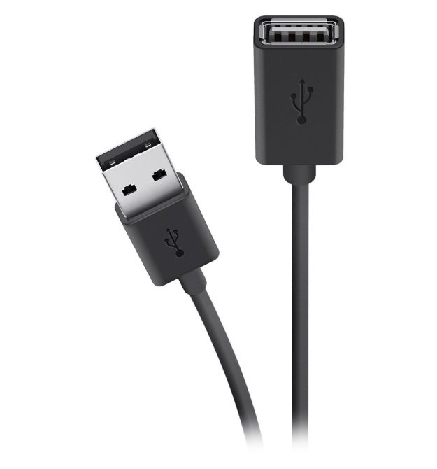 Belkin Кабель USB-A - USB-AF (AM/AF) 1.8м Black